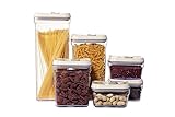Food Storage Container Jar Organizer Storage - Various Sized Kitchen Canisters - Set of 6