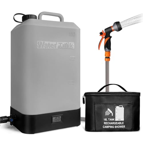 AZXJC 4.5 gallon/16L Silicone Water Tank,Portable Outdoor Shower,Electric Shower,8 Types