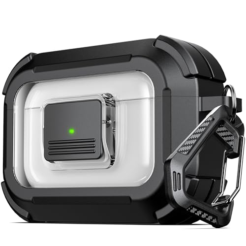 RFUNGUANGO AirPods Pro ��2����/��1���� �Ή��ی�P�[�X �N���[�j���O�L�b�g�t�� Magsafe�Ή� iPod Pro�[�d�P�[�X�p�}�O�l�b�g���������b�N (USB-C/Lightning�P�[�u���t��)-�u���b�N