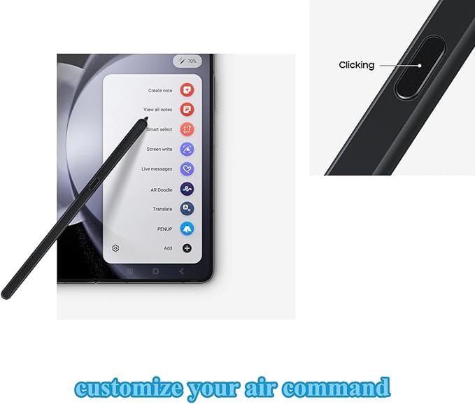 Galaxy Z Fold5 S Pen pour Z Fold 5/6 Slim S Pen pour Samsung Galaxy Z Fold5/6 5G Slim Stylet Fold Edition pour Z Fold5/6 + Pointes,sans Bluetooth. (Noir)