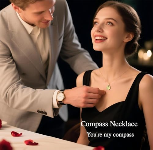 Compass Pendant Necklace for Women Dainty S925 Sterling Silver Gold Plated Cubic Zirconia Compass Chain Fashion Jewelry Gifts for Her3