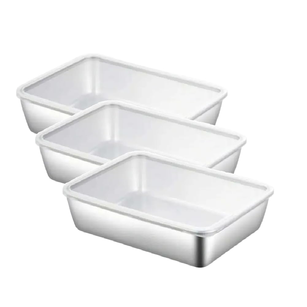 CTRLZS Meat Keeper for Refrigerator 3X Airtight Food Storage Containers with Lid Stainless Steel Bacon Keeper Fridge Organizer