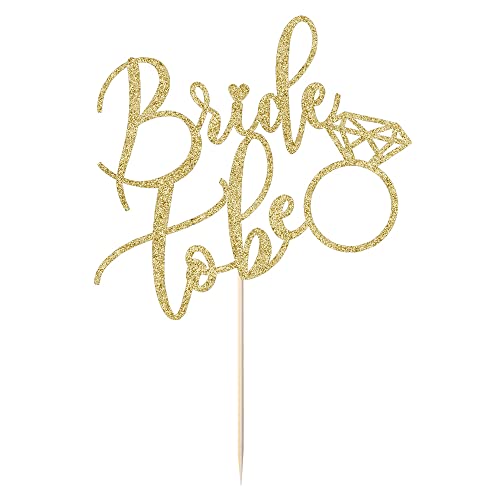 Bejotaa Bride To Be Cake Topper, Gold Glitter Bridal Shower Cake Topper,Wedding Shower,Engagement/Bachelorette/Hen Party Decorations (Gold) #TOP3