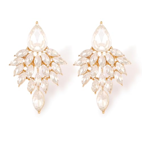 ATIMIGO Rhinestone Cluster Drop Earrings Elegant Crystal Statement Earrings Bridal Wedding Prom Earrings for Women