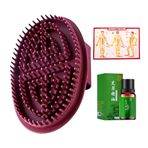 Meridian Brush - Meridian Massager peine | 2025 Nuevos cepillos para el baño y el cuerpo de la mano | Codo de presión meridiana con aceite | Masajeador muscular con mapa de puntos | Cepillos para el c