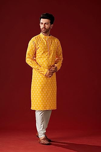Elina fashion Ethnic Men's Cotton Printed Kurta Pajama Set || Casual Party Kurta Indian TraditionalWear for Men3