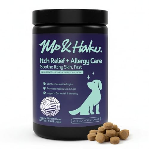 Mo & Haku Allergy and Itch Relief for Dogs Chews - Immune Support for Dogs - with Prebiotics & Probiotics