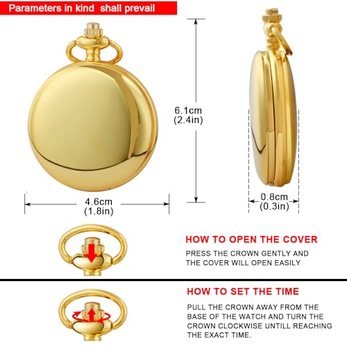 Image of Smooth Pocket Watch Alloy Steel Quartz Roman /Arabic Numerals with 37cm Chain for Father's Day Xmas Best Gifts
