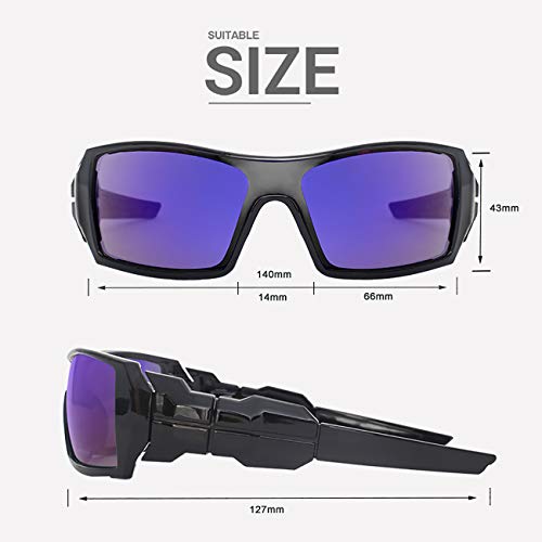 Maxjuli Sports Shield Sunglasses For Men Women （Black/Bluish Violet） #TOP4