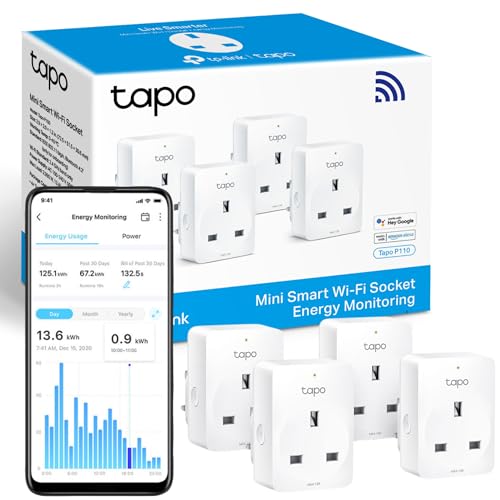 Tapo Smart Plug with Energy Monitoring, Max 13A,Works with Amazon Alexa & Google Home, Wi-Fi Smart Socket, Remote Control, Device Sharing, No Hub Required, Tapo P110 (4-Pack)
