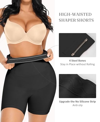 Image of FeelinGirl Tummy Control Shapewear Shorts Body Shaper for Women High-Waisted Thigh Slimming