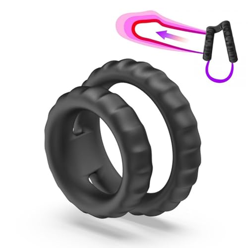 ペニスリング コックリング シリコン製 リング 高弾力 男性用 大人のおもちゃ アダルトグッズ (ダブルリングペニスリング) - 画像1
