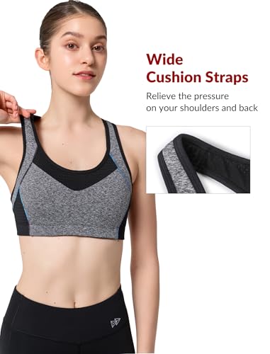 Image of Yvette Sports Bras for Women High Impact Support Racerback Sports Bra Plus Size No Underwire for Running Workout