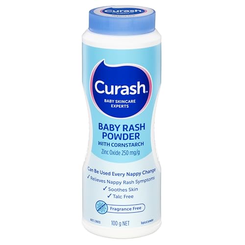 Curash Baby Rash Powder With Cornstarch, 100g - Soothes Irritation, Forms Protective Barrier, Absorbs Moisture, Medicated With 25% Zinc Oxide, Talc Free - For Nappy Rash, Heat Rash And Everyday Care