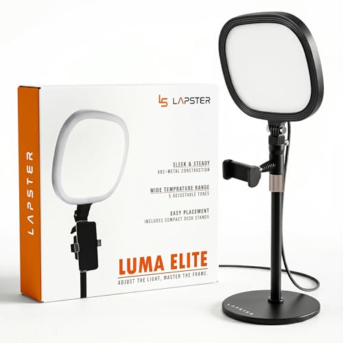 Lapster Luma Elite LED Key Light for Video Recording with Tripod Stand, 3200K-5600K Dimmable Studio Light, CRI 95+, 1455LM for YouTube, Photography, L
