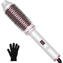 Thermal Brush,10 Temperatures LCD Display Upgrade to 400F 1.5 in Heated Round Brush Curling Iron Heated Ceramic Tourmaline Ionic Comb 110-240V Volum