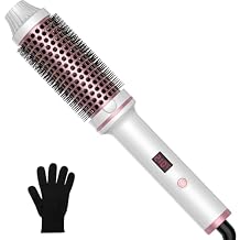 Thermal Brush,10 Temperatures LCD Display Upgrade to 400F 1.5 in Heated Round Brush Curling Iron Heated Ceramic Tourmaline Ionic Comb 110-240V Volum