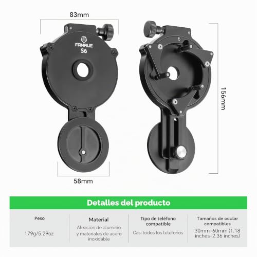 Adaptador universal de digiscoping para smartphone con soporte magnético FANAUE S6 2