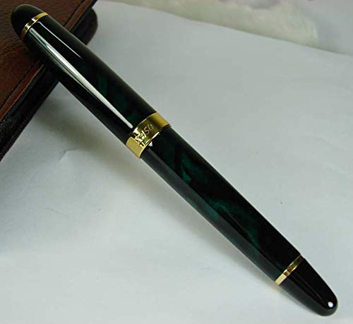 Jinhao X450 Fountain Pen Green Marble Medium Nib Size with Ink Refill Converter for Bottle Ink,Business Signature & Smooth handwriting pens