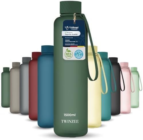Twinzee Tritan Trinkflasche 1,5 L BPA-frei Auslaufsicher Waldgrün | Ideal für Sport, Schule und Büro · Robust und langlebig · Wiederverwendbar · Einfache Reinigung · Alltagstauglic