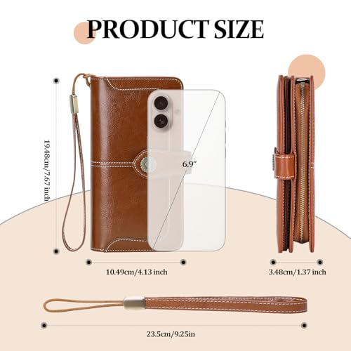 Image of FALAN MULE Wallets for Women Trifold Wristlet Wallets Large Capacity RFID Blocking Ladies Purse Credit Card Holder
