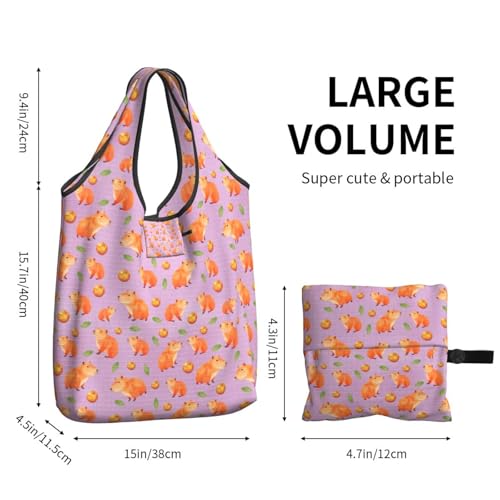 Sacs d'épicerie pliables Capybara grand sac voyage tissu réutilisable femme