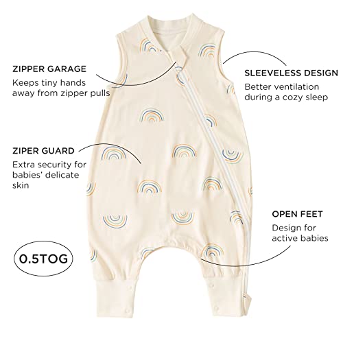 Image of Duomiaomiao 0.5 TOG Toddler Sleep Bag 6-12 Months 100% Cotton Lightweight Baby Sleep Sack with Feet, Breathable Comfy Toddler Wearable Blanket