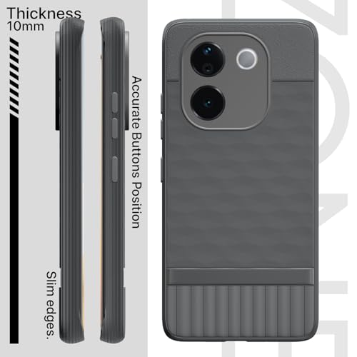 Image of Pikkme Back Cover for Vivo T3 Pro 5G / iQOO Z9s Pro 5G Camera Protection 3D Hexa Cube Design Silicone Protective Bumper Case (Grey)