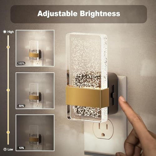 Image of JandCase Night Lights Plug into Wall, Dusk to Dawn Sensor, Acrylic Bubble Design, 0-100lm Adjustable Brightness, for Bedroom, Bathroom, Living Room, Hallway
