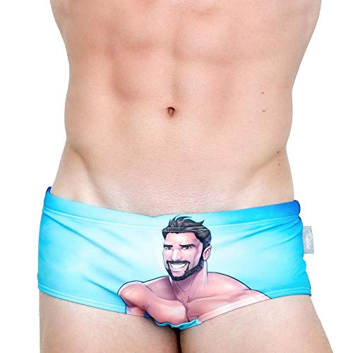 UXH New Men Swimwear Boxer Beach Shorts suilt Men's Boxer Surfing Swim Pants Stretch Swimming Trunks (605 Blue, US L/Asian Tag XXL Fit Waist 34-36in)