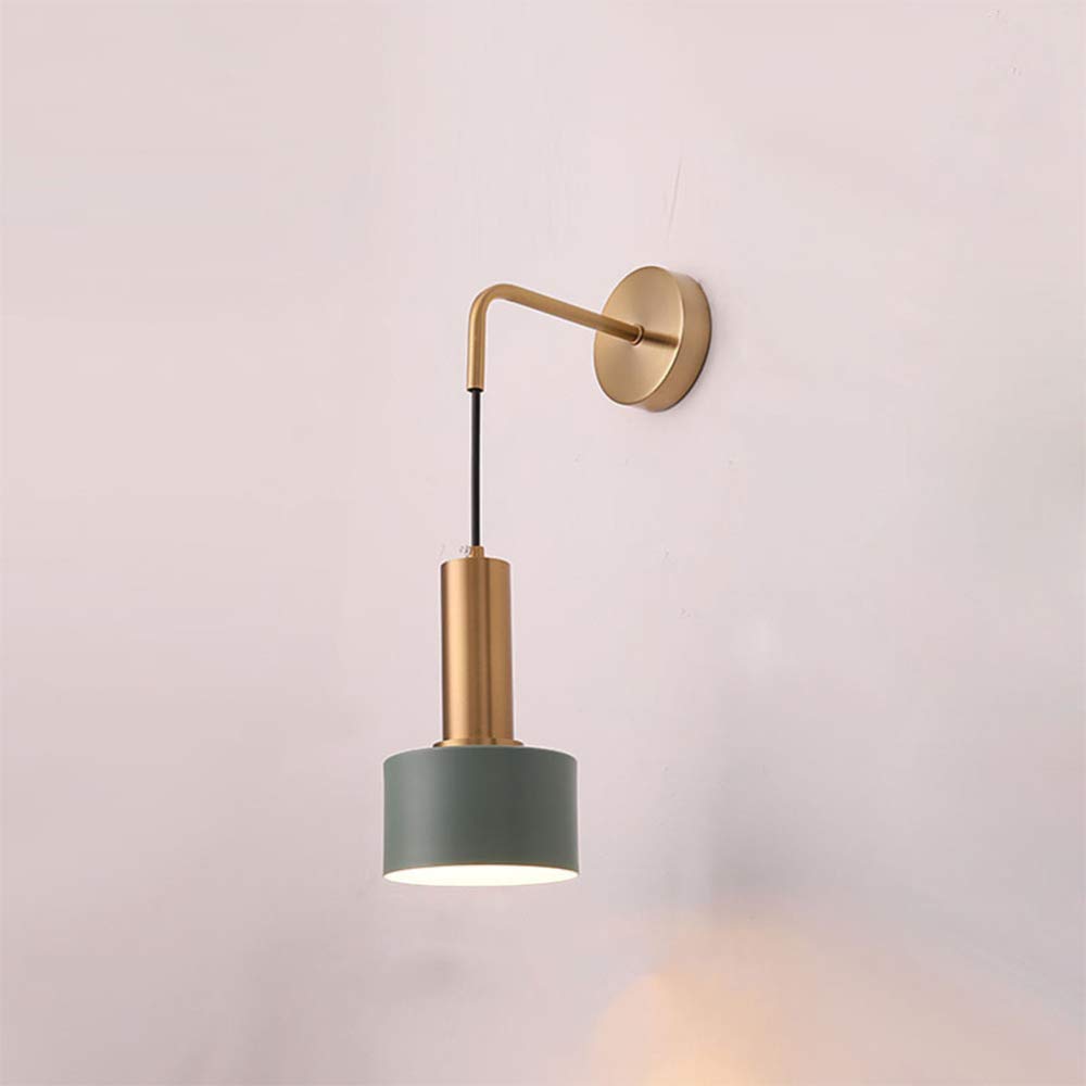 AIRUI Nordic Style Wall Light E27 Metal Wall Mounted Pendant Light Adjustable Modern Simple Indoor Wall Lamp For Bedroom Bedside Lamps,Green+Cool White-5W