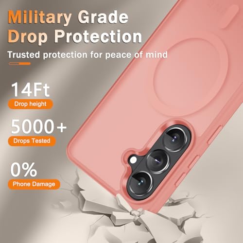 Image of for Samsung Galaxy S26+ Plus Case, Matte Magnetic Phone Cover, Pink | Fit for MagSafe, Screen Protector included, Shockproof Military Grade Protection, Translucent Frosted Back