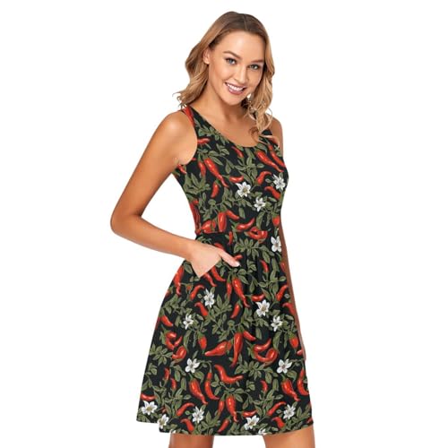Image of ALAZA Women's Summer Dress Sun Dress Sleeveless with Pockets