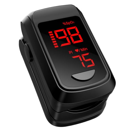 HOLFENRY Pulse Oximeter Fingertip - Large Display Oxygen Monitor Fingertip with Fast 5-8s Reading for SpO2/Heart Rate/PI, Accurate Pulse Ox for Home/Sports/Travel, Batteries & Lanyard Included