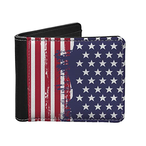 Jiueut Portefeuille à deux volets pour homme avec blocage RFID et porte-cartes de crédit Violet, Drapeau des USA Cover