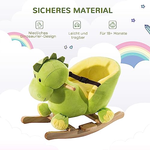 HOMCOM Schaukelpferd für Kinder in Grün, 60 x 33 x 45 cm