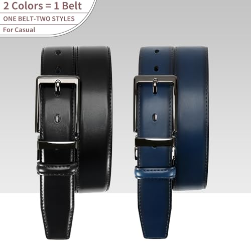 Image of DOOPAI Reversible Leather Belt for Men 1.25 inch - Dual Sided Dress and Casual Belt, Trim to Fit, 2 Styles in One Belt