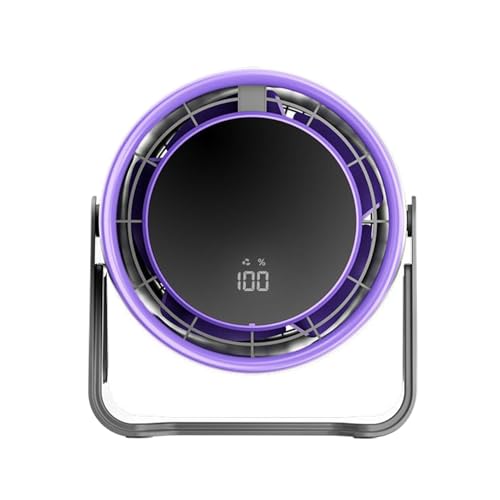 Ventilador de escritorio, ventilador de escritorio - Refrigerador personal recargable - 100 velocidades Flujo de aire de potente potente, exhibición LED de ventiladores de mesa de escritorio portátile