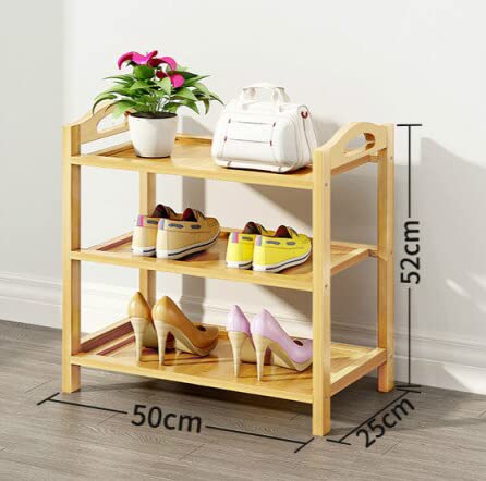 Image of TARKAN 3 Shelf Multipurpose Bamboo Mini Shoe Rack, Storage Organizer Stand for Home (6 Pairs)