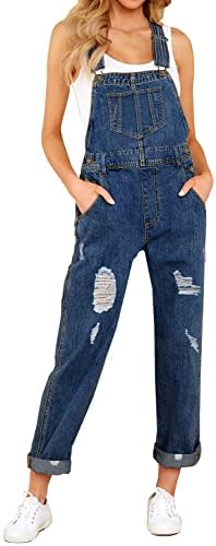 luvamia Women's Casual Stretch Adjustable Denim Bib Overalls Jeans Pants Jumpsuits