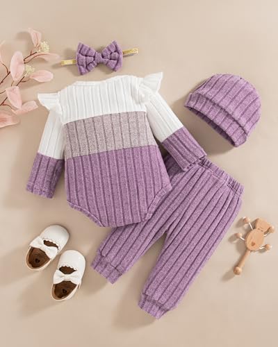Mioglrie Newborn Baby Girl Clothes Infant Fall Outfits Color Block Pants Set Baby Clothes for Girls 0 3 6 9 12 18 Months4