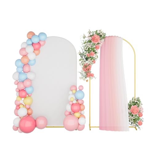 Uso su entrambi i lati: la copertura per sfondo ad arco con copertura su entrambi i lati mostrerà perfettamente la decorazione dello sfondo su entrambi i lati. Questo supporto portatile per sfondo può essere facilmente trasportato ovunque e impostare una decorazione di sfondo in pochissimo tempo per una rapida configurazione della festa.