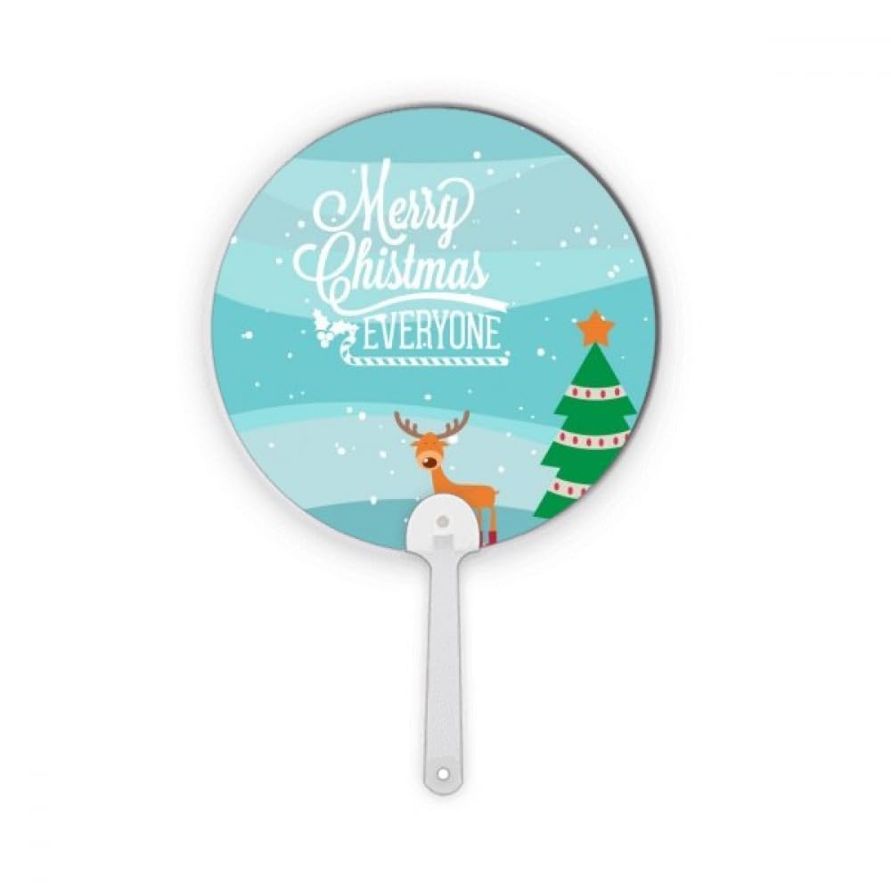 Eventail Plastique Rond Cerf de Foret pour Deco de Table et Fraicheur
