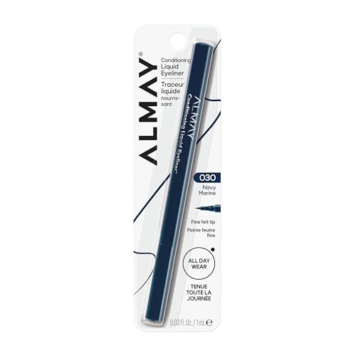 Almay Conditioning Liquid Liner, Precision Felt Tip Eyeliner, Waterproof, Hypoallergenic, Vegan, Cruelty-Free Makeup, 30 Navy