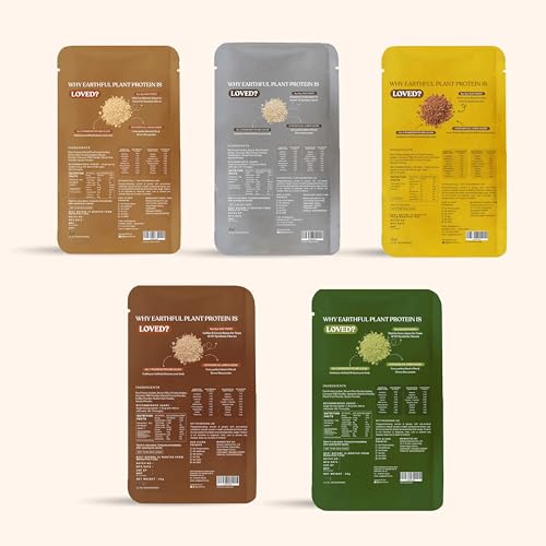 Image of Earthful Honest Plant Protein - Assorted Pack | Daily Use Sachet Pack of 10 | For Weight Management, Energy, Muscle Support & Recovery | 24g Protein Per Serving | Made With Pea & Brown Rice