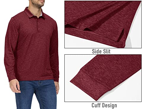 Magcomsen Polo Shirts For Men Long Sleeve Golf Shirts Quick Dry Shirts Fishing Shirts Casual Shirts Work Shirts Golf Polo Shirts Outdoor Shirts Workout Shirts Wine Red S #TOP2