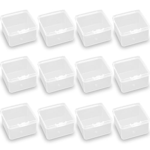 Image of 24 Pack Plastic Storage Cases with Lid, 2.28x2.28x1.22 Inchs, Square Empty Clear Plastic Storage Containers for Small Items, Jewelry, Earrings, Necklace, Rings, Cosmetics, Threads, Beads, Crafts etc.