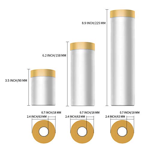 Mylifeunit Tape And Drape, Assorted Masking Paper For Automotive Painting Covering (66-Feet, 3 Sizes) #TOP4