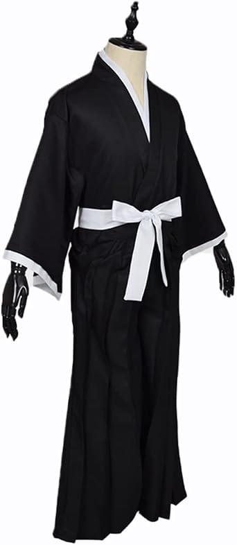 MEADOO Adult Anime Black Robe Cloak Cosplay costumes Japanese Traditional Samurai Uniform Kimono outfit Halloween outfits
