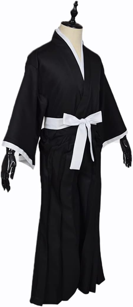 MEADOO Adult Anime Black Robe Cloak Cosplay costumes Japanese Traditional Samurai Uniform Kimono outfit Halloween outfits